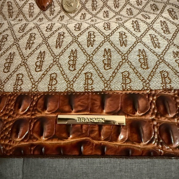 Brahmin Tan and Brown Satchel with Wallet - Picture 2 of 8